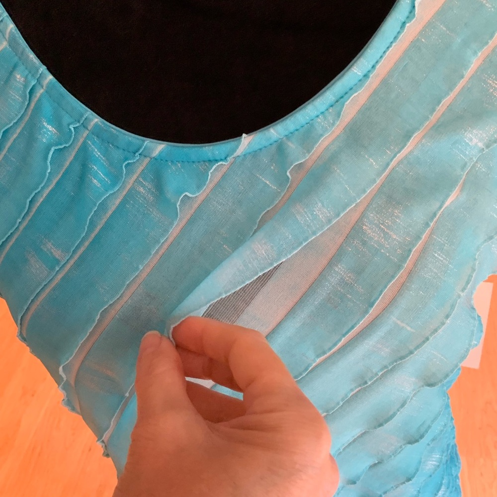 NEW Turquoise/Aqua Ruffled Tank Top - Picture 2 of 4